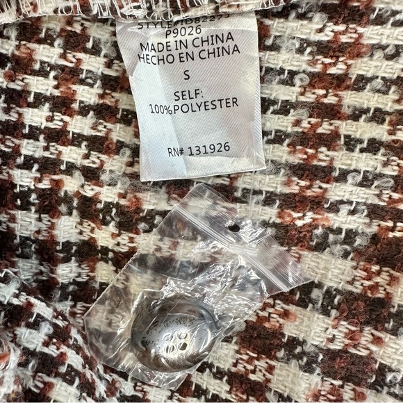 NWT Tea N Rose Brown and White Overall Houndstooth Pinafore Dress Raw Hem - Picture 8 of 12